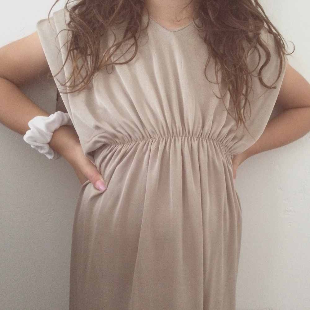 short gold with black shoulder dress